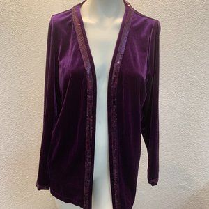 Quacker Factory purple velvet sequin jacket size M excellent condition